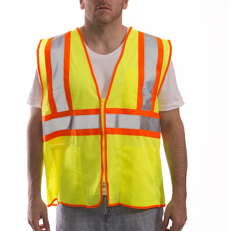 Job Sight Class 2 Two-Tone Mesh Vest in Flourescent Yellow